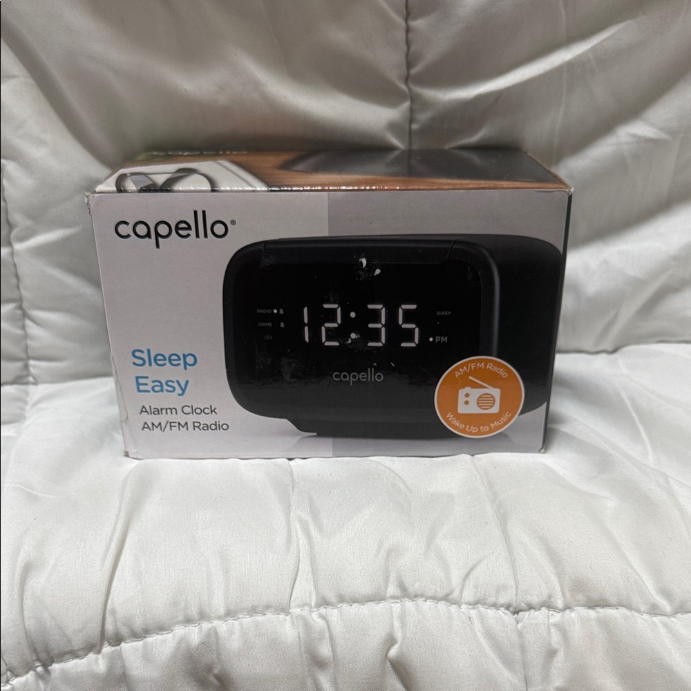 Capello Black Alarm Clock with AM/FM Radio